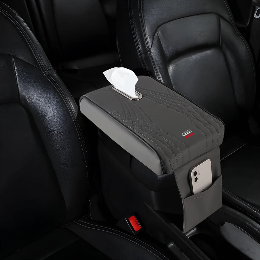 Boîte d'accoudoir de voiture en cuir, 1 pièce, housse de coussin de Protection avec sac de rangement pour Audi Sline A3 8P 8L 8V A4 B8 B6 B7 B9 A6