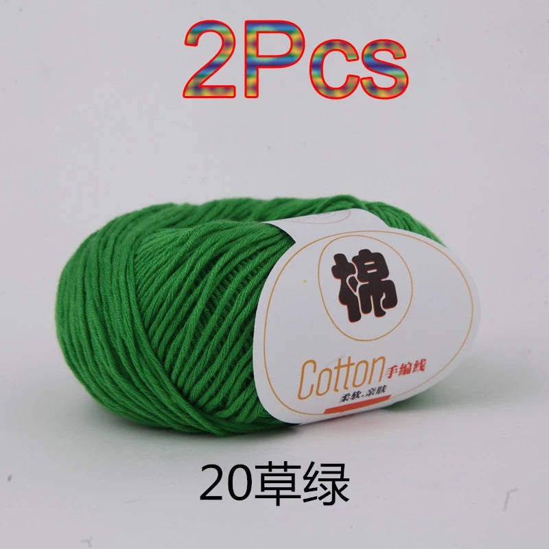 Fil à tricoter doux 100% coton, 2 pièces, fil au Crochet pour tricot, pull, couverture, gants, chapeau, écharpe, crochet, sac amigurumi, pantoufle