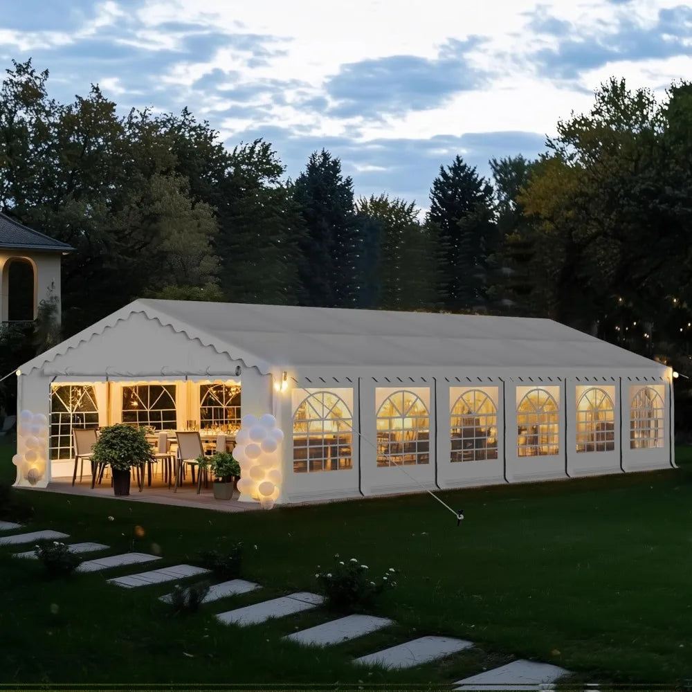 Tente de réception extérieure robuste 20x40, grande tente commerciale pour événements et mariages avec parois latérales amovibles et 7 sacs de rangement