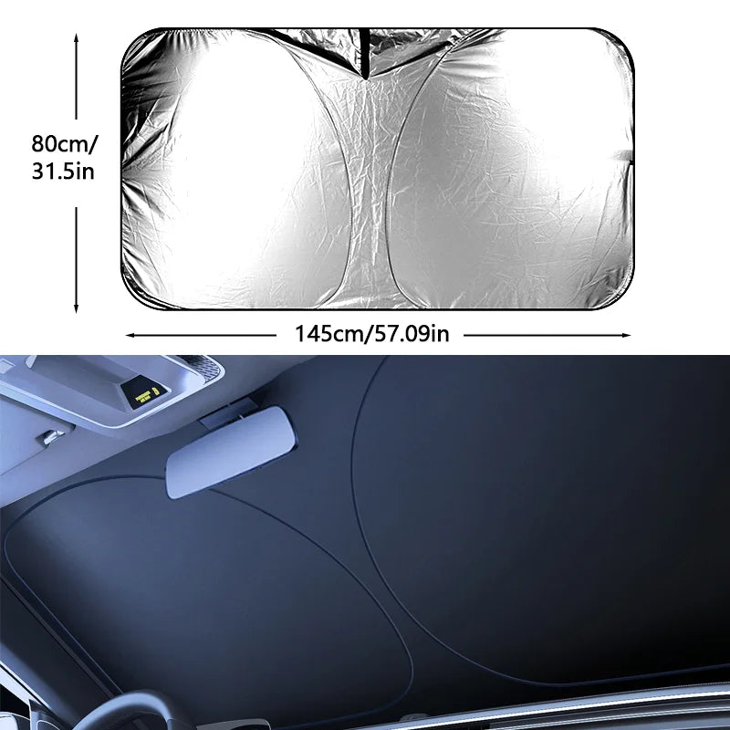 Pare-soleil de pare-brise de voiture, couverture de parapluie de fenêtre avant de voiture pliable, bloc UV thermique, Parasol de voiture, rideaux de Protection automobile, fournitures