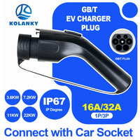 Kolanky 16A/32A GBT EV chargeur prise voiture électrique tête de pistolet de charge 3.6kw /7.2kw/11kw /22kw 1P/3P EV chargeur GBT prise mâle IP67