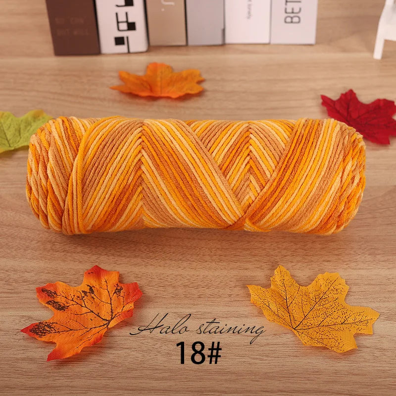 Pull auto-tissé en coton au lait teint à 5 brins, écharpe, couverture moyenne épaisse, fil au Crochet tissé fait à la main, 300g