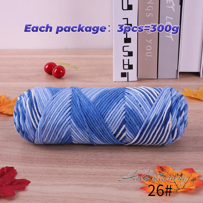 Pull auto-tissé en coton au lait teint à 5 brins, écharpe, couverture moyenne épaisse, fil au Crochet tissé fait à la main, 300g