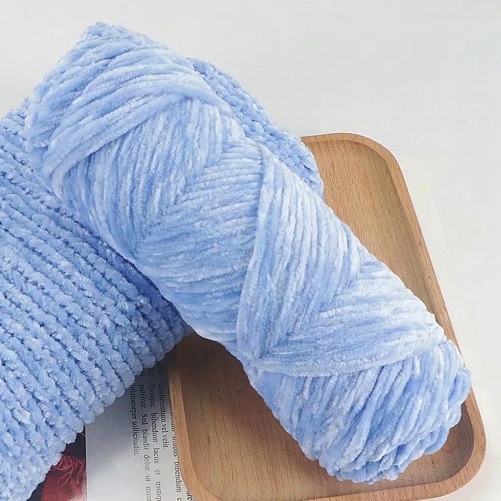 Fil de velours doux en Chenille, mélange de laine tricotée au Crochet, écharpe faite à la main, manteau, couverture et chapeau pour bébé, 95g