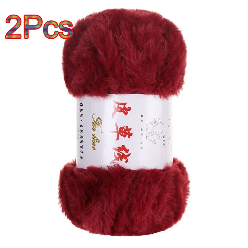 Fil de laine de vison, 2 pièces, fil de fausse fourrure, cachemire, tricot à la main, Crochet, fil de pull, vêtements, écharpe, fil de vison moelleux