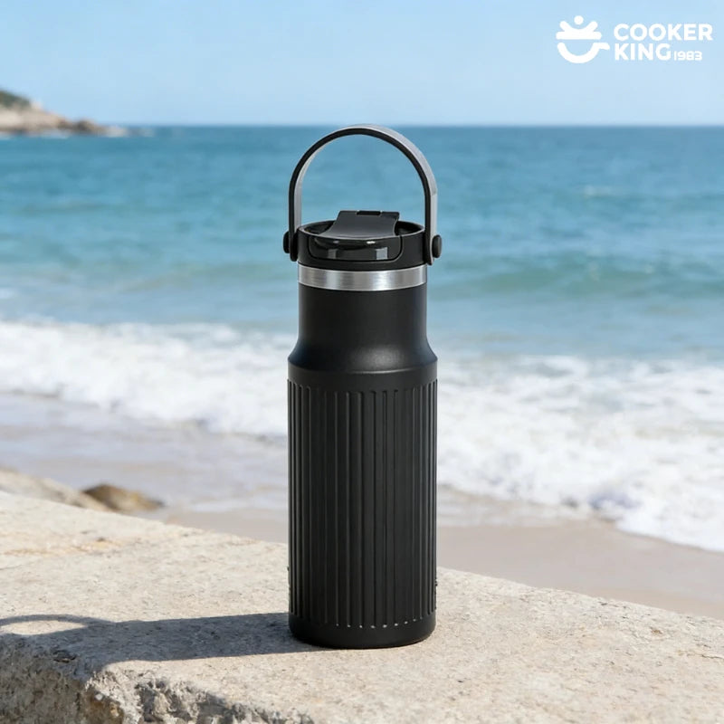 COOKER KING 650ML produit extérieur isolation 316 acier inoxydable + PP grande capacité sport tasse isolée bouteille d'eau avec paille