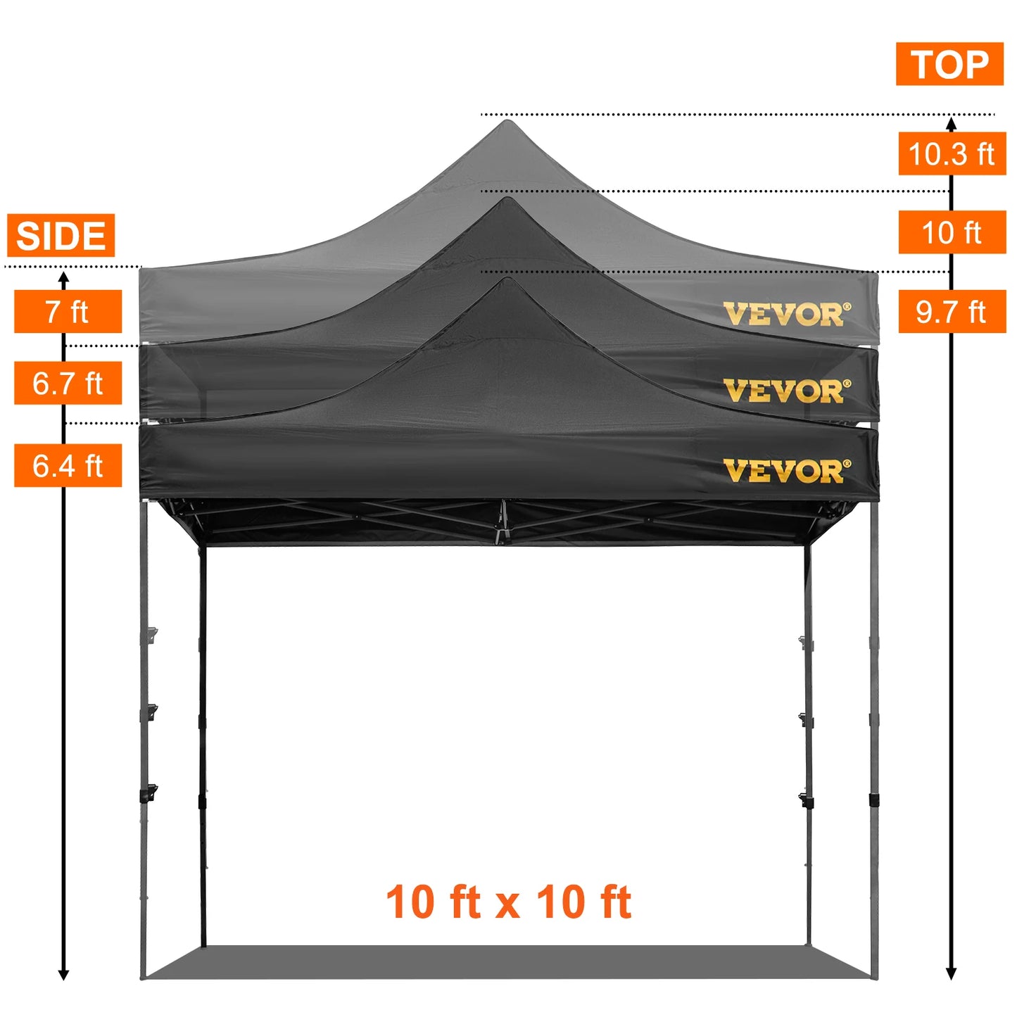 SucceBuy 10x10 Pop Up auvent tente extérieure dix avec parois latérales amovibles et sac à roulettes abri portable instantané pour camp de fête