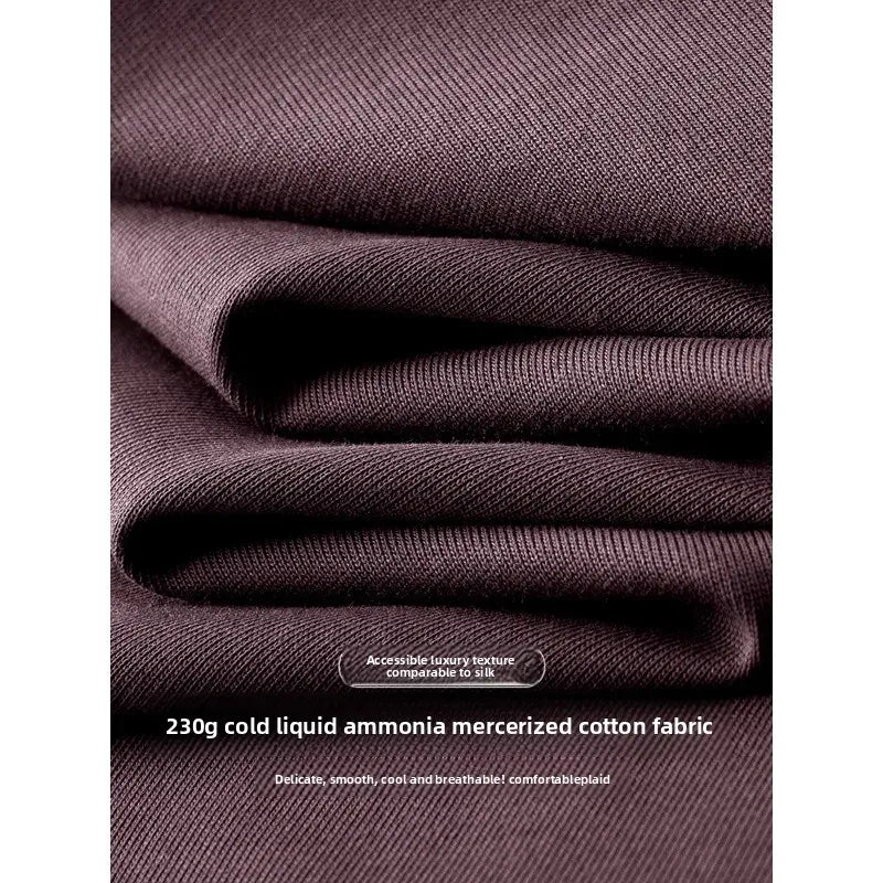 Haut de gamme lourd ammoniaque liquide brillant coton hommes à manches courtes T-Shirt été coupe ample respirant haut décontracté