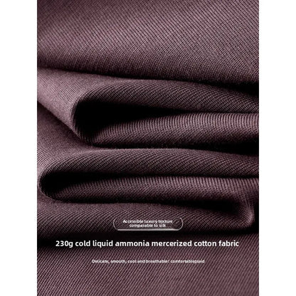Haut de gamme lourd ammoniaque liquide brillant coton hommes à manches courtes T-Shirt été coupe ample respirant haut décontracté