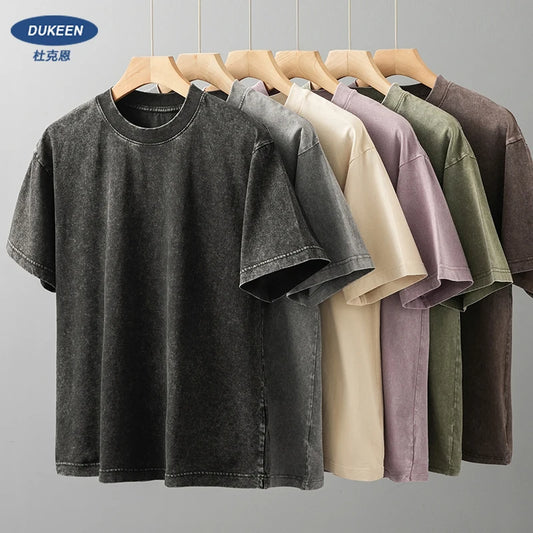 DUKEEN hommes Batiks Vintage lavé t-shirts été 100% coton tissu décontracté coupe ample hauts vêtements pour hommes Option multicolore