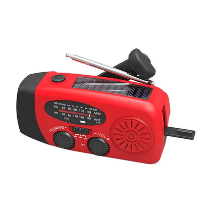 Lampe de Camping solaire alimentée par manivelle, avec Radio AM/FM, pour l'extérieur, chargeur USB, lampe de poche multifonctionnelle à Dynamo LED, 2000mAh