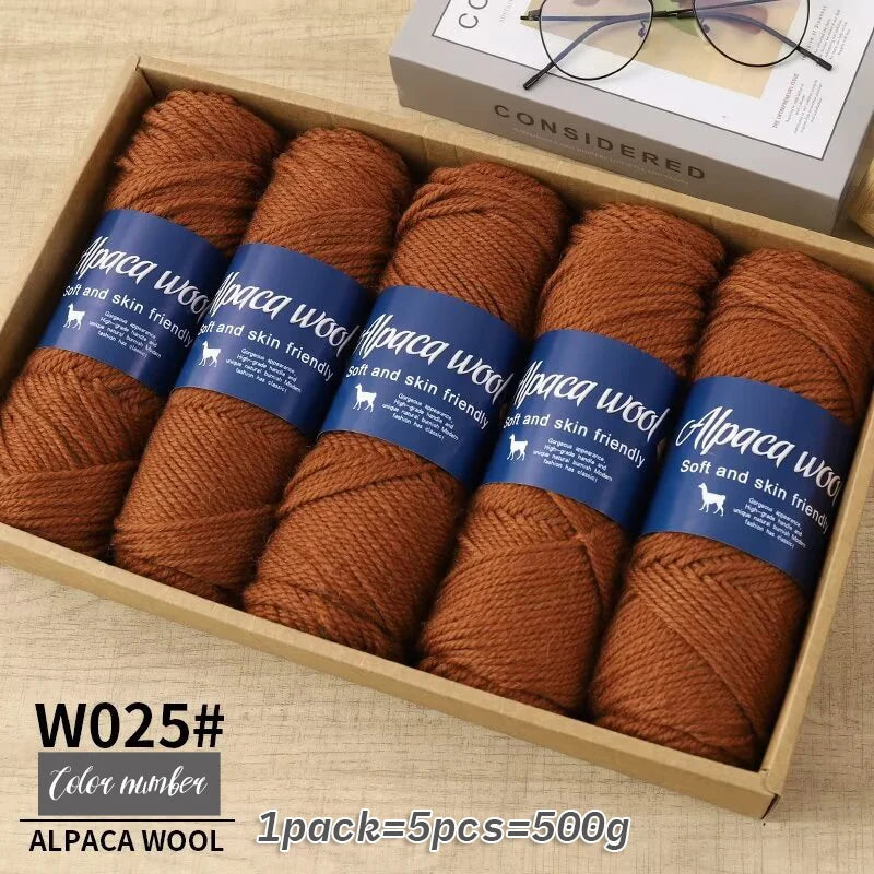 Fil de laine d'alpaga 500g, fil grossier, tissé à la main pour fabriquer des pulls chauds et à la mode, coupe-vent, vestes, foulards, chapeaux, fils