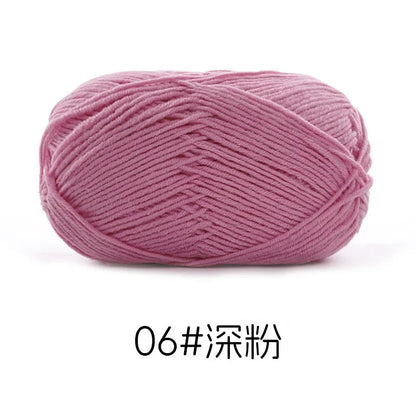 Pelote de Fil de Coton de Lait Peigné à 4 Brins, Laine Douce pour Crocheter et Tisser à la Main, 50g Chacun. 120M)