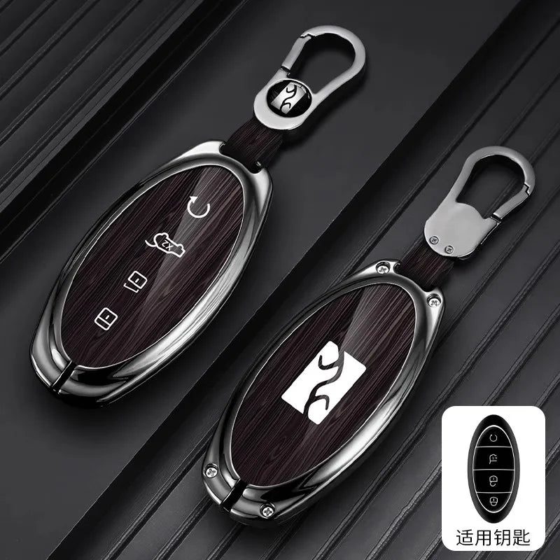 Housse de luxe en alliage de zinc pour BYD Yangwang U8 / U9 / U7 – Coque de protection premium avec porte-clés, accessoires d'intérieur de voiture