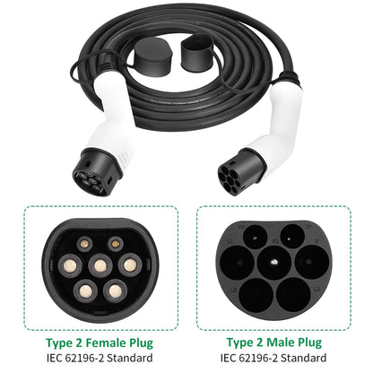 Câble de chargement 16A/32A 11kW Type2 à Type2 EV, chargeur IEC 62196-2 pour véhicules électriques, voiture PHEV dans la Station publique