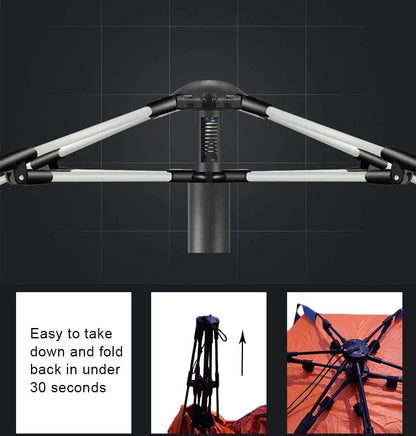 Tente de plage extra large pour 4 personnes - Abri solaire portable avec sac de transport, piquets et poches à sable pour le camping, la randonnée et la pêche