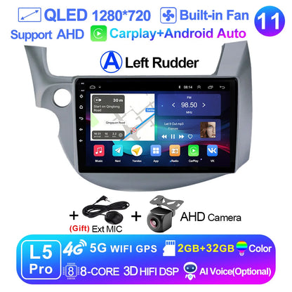 LEHX-Autoradio L6 Pro Android 14, 4G, Carplay, DVD, Stéréo, 2 DIN, Unité Centrale, Limitation GPS, pour Voiture HONDA FIT JAZZ (2007-2013)
