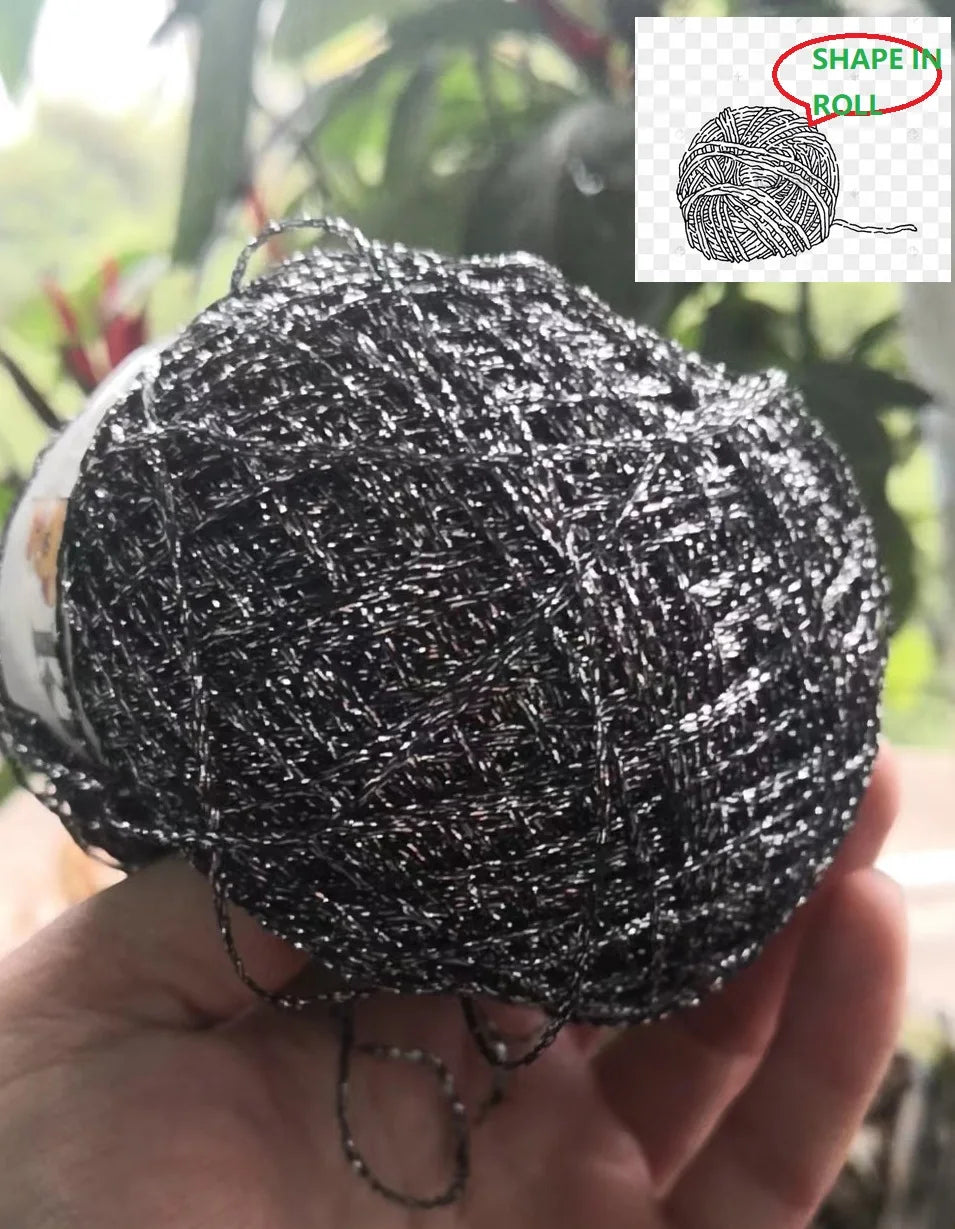 Modules de fil métallique en laine de coton doré et argenté, fil au crochet, paillettes, tissé à la main, sac artisanal, coloré, unique, boule de 50g, livraison gratuite