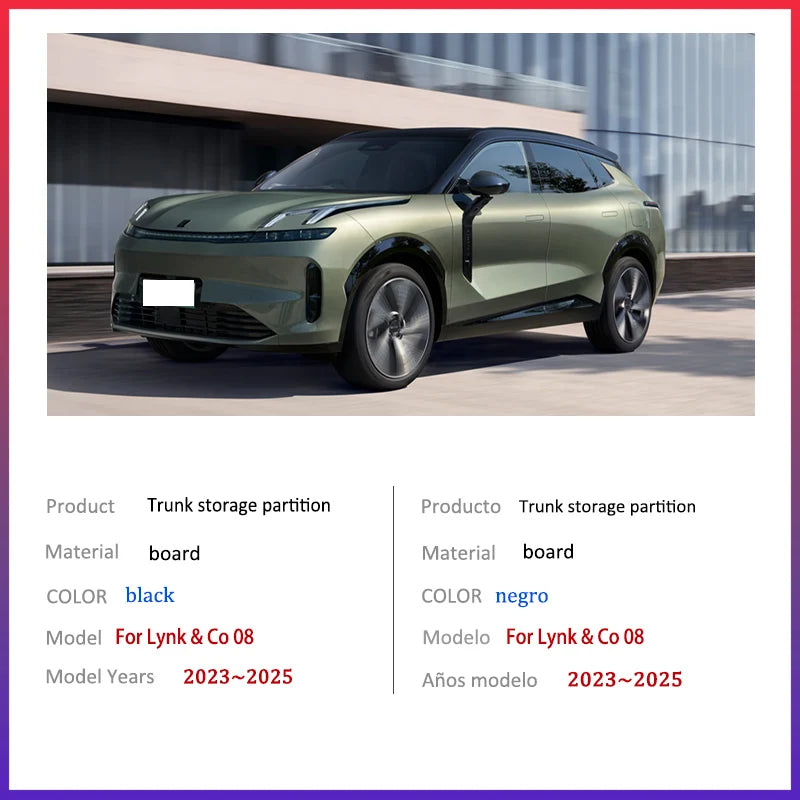 Boîte de rangement multifonction pour Lynk & Co, cloison de stockage de coffre UNIS issante, accessoires intérieurs automatiques, 08, 2023, 2024, 2025, mise à niveau