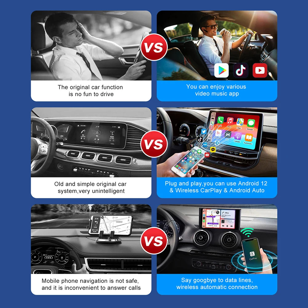 2026 CarPlay Smart Ai Box Android sans fil CarPlay Android Auto adaptateur pour Netflix pour YouTube voiture systèmes intelligents 5G WiFi