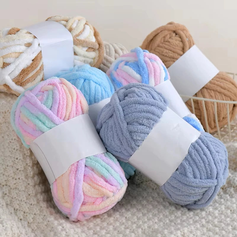 Fil de fil de soie coloré, 50g/boule, fil de laine grossière, Chenille, fil épais à tricoter à la main, anti-boulochage, écharpe au Crochet, couverture