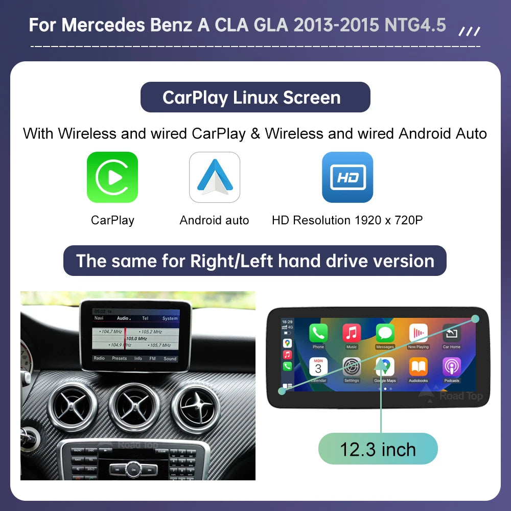 Écran tactile pour Mercedes Benz classe A W176 CLA GLA classe B W246 NTG4.5 GPS multimédia avec lecteur de voiture Carplay Android Auto