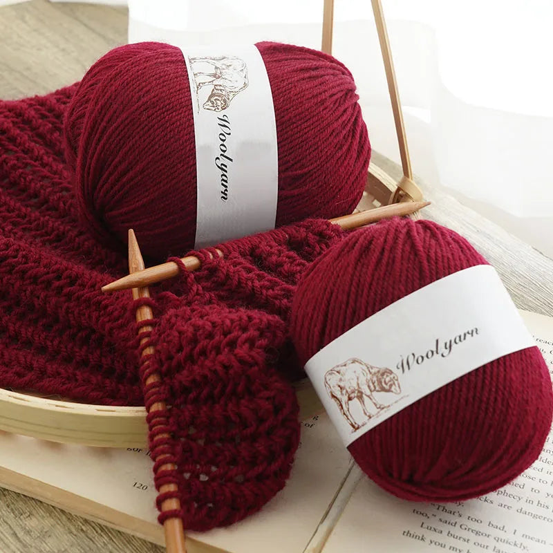 Fil de laine moyen de couleur Pure, 500g, à la mode, Simple, chaud, fait à la main, adapté aux écharpes à tricoter, pulls, gants, chapeaux