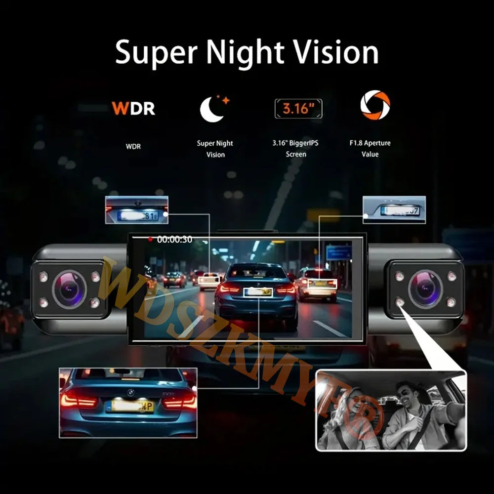 NOUVEAU 3/4 Objectif 360 °   Caméra de voiture 1080P Dash Cam Auto 1080P caméra d'enregistrement de voiture voiture DVR avant gauche droite caméra de recul boîte noire