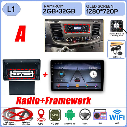 Autoradio Android 16 pour Ford Transit personnalisé Transit V363 350 lecteur multimédia Carplay Navigation GPS 4G Wifi vidéo stéréo 2din