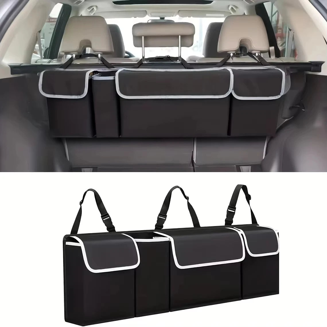 Sac de rangement pliable pour siège de coffre de voiture, boîte de rangement suspendue multifonctionnelle pour gain de place intérieur de véhicule