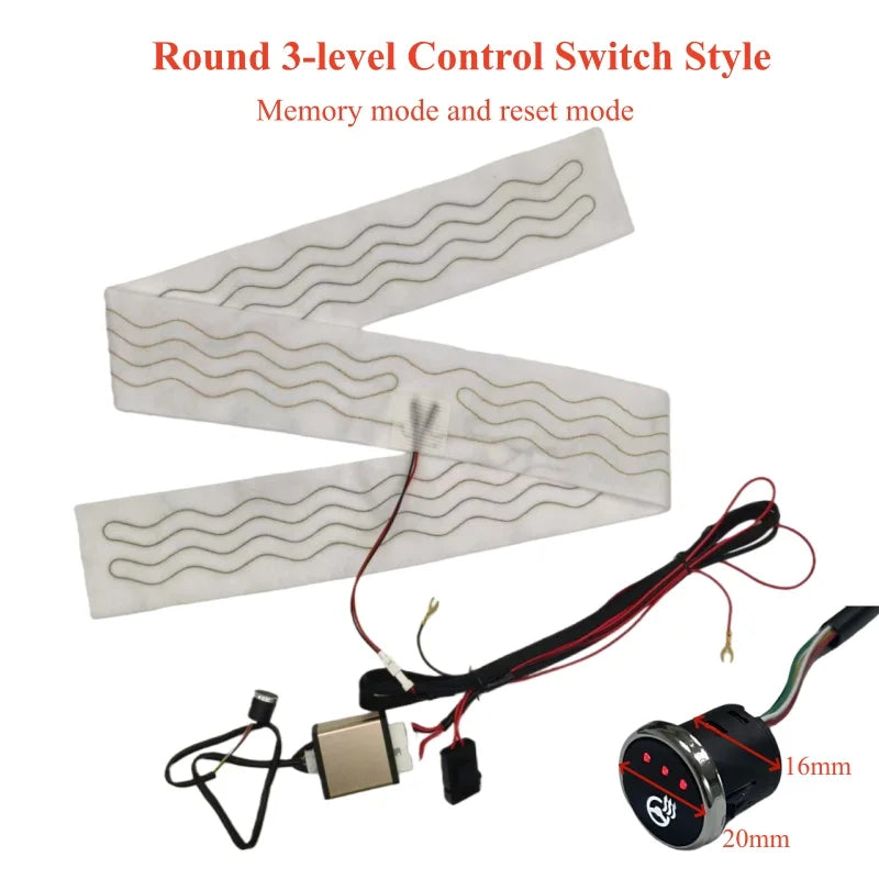 Kit de chauffage universel pour volant de voiture intégré, 12V 40W, coussin chauffant en fil d'alliage, système de commutation de contrôle du niveau de spécifications de voiture