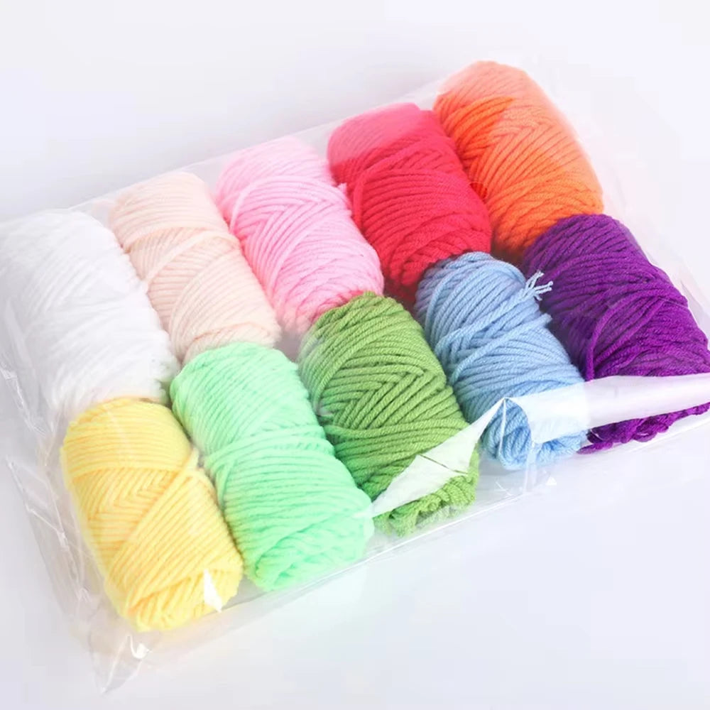 Fil de laine 10 couleurs, rouleaux de laine, bricolage, poinçon, aiguille de broderie pour démarreur, ensemble d'outils artisanaux, outil en laine tissé à la main