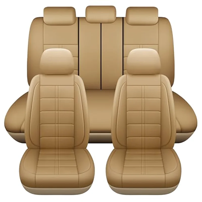 Housses de siège de voiture en cuir, ensemble complet de sièges 5 places, ajustement universel, rembourré de la plupart des voitures, imperméable, respirant, Anti-salissure