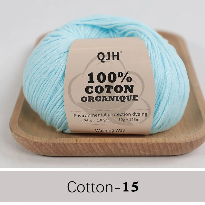 QJH 100% fil de coton, fil de poids de Sport pour bébé en coton, fil Amigurumi, fil doux d'été, fil au Crochet/à tricoter-6 pièces