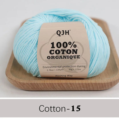 QJH 100% fil de coton, fil de poids de Sport pour bébé en coton, fil Amigurumi, fil doux d'été, fil au Crochet/à tricoter-6 pièces
