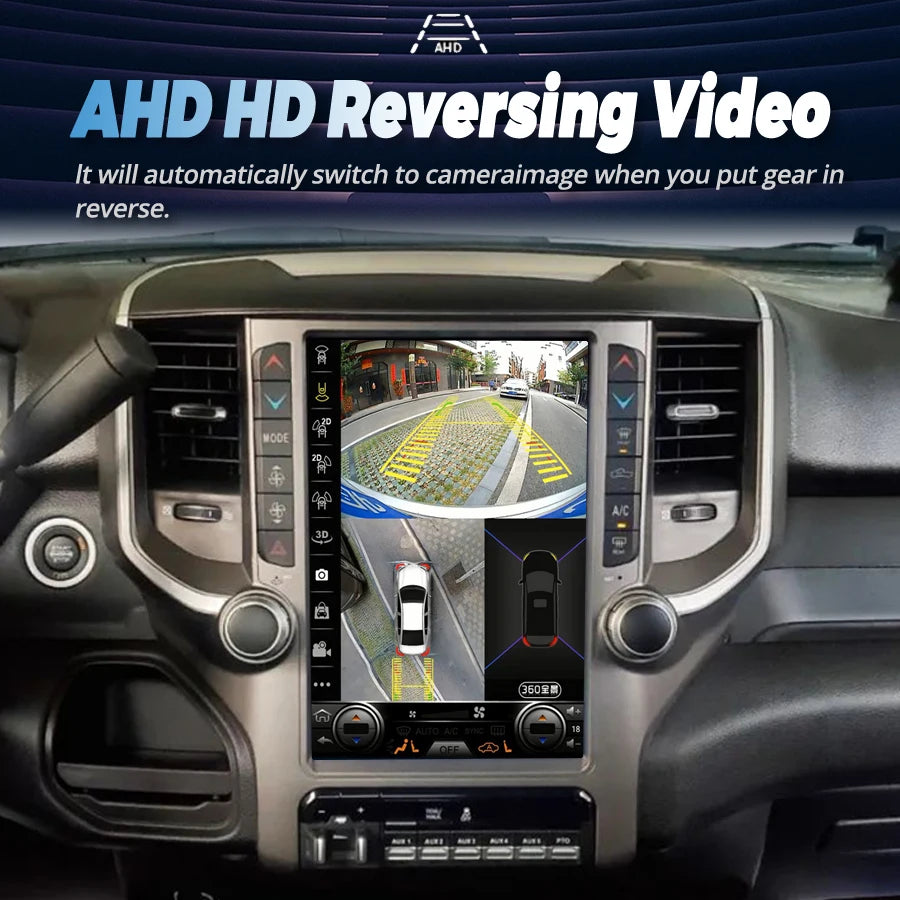 Écran Android de voiture pour Dodge RAM, 8 Go, 256 Go, 2018, 2019 placements, Limitation radio, Lecteur vidéo stéréo, Navigation GPS, Unité principale Carplay