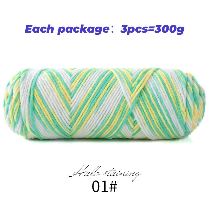 Pull auto-tissé en coton au lait teint à 5 brins, écharpe, couverture moyenne épaisse, fil au Crochet tissé fait à la main, 300g