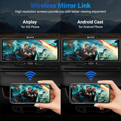 Jansite Portable 11.26 inch 4K DVR Wireless CarPlay and Android Auto Dash Cam Car Screen Video Recorder 5G WIFI Navigation