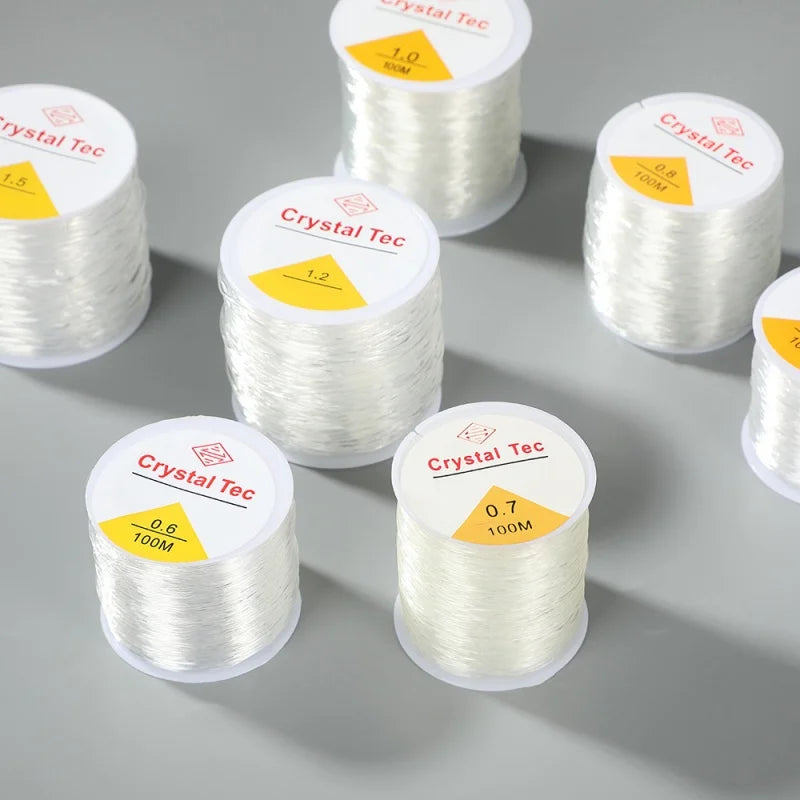 Cordon de Bracelet élastique Transparent en cristal de 100 mètres, pour la fabrication de bijoux et de colliers, fil à coudre pour bricolage
