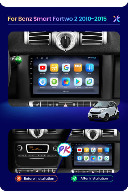JIUYIN-Autoradio TS18 AI Voice Wireless CarPlay Android Auto Radio pour Smart Fortwo 451, 2005-2010, 4G, GPS, 2Din, Limitation de la voiture
