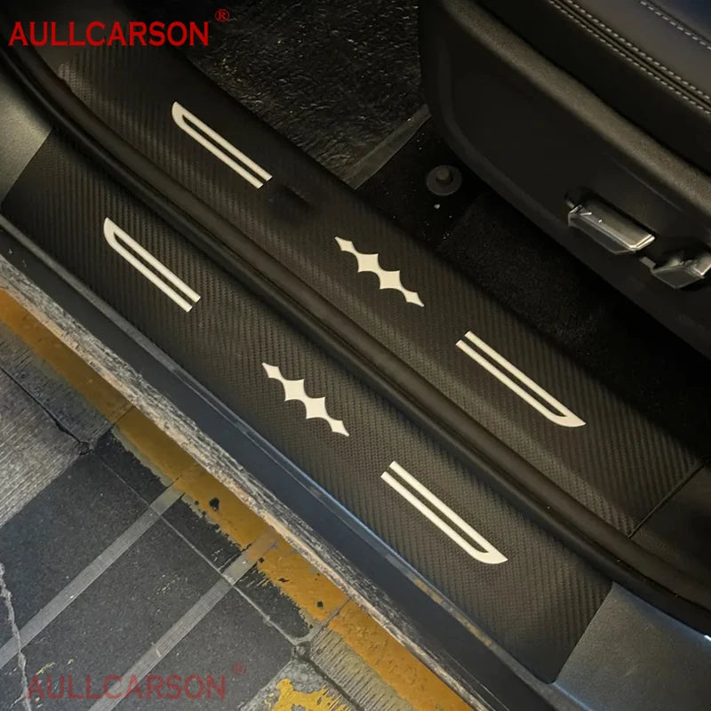 Autocollants en cuir pour seuil de porte de voiture BYD Leopard Titanium 3 2025, plaque de Protection, accessoires de seuil en Fiber de carbone, 10 pièces