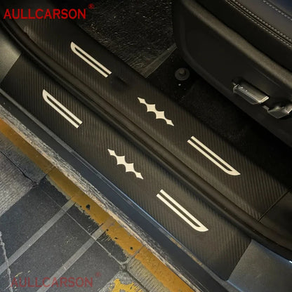 Autocollants en cuir pour seuil de porte de voiture BYD Leopard Titanium 3 2025, plaque de Protection, accessoires de seuil en Fiber de carbone, 10 pièces
