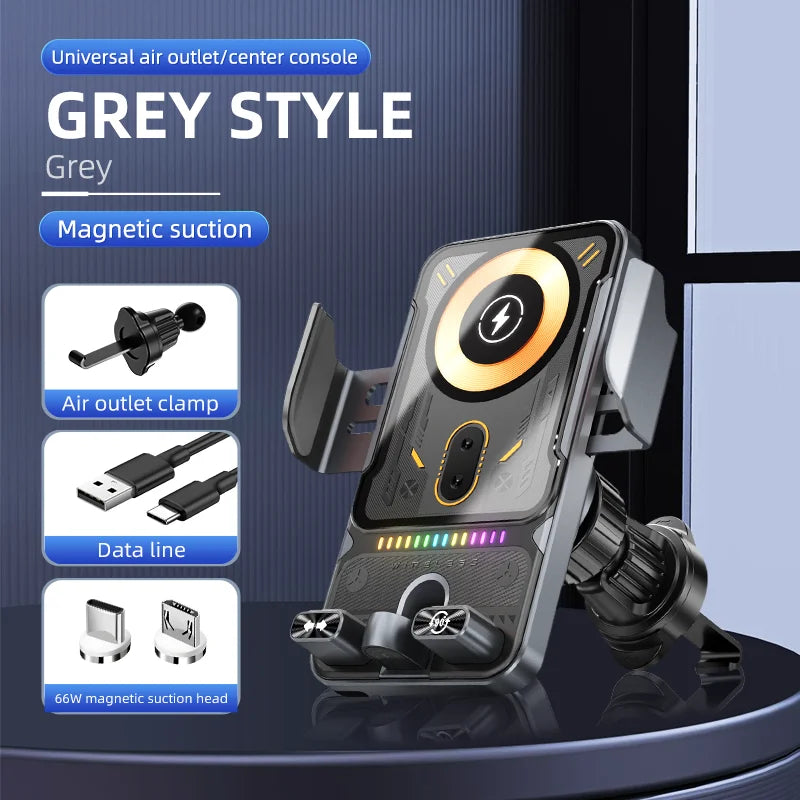 Chargeur sans fil pour voiture 15W, serrage automatique infrarouge, support de charge rapide, support de téléphone pour grille d'aération