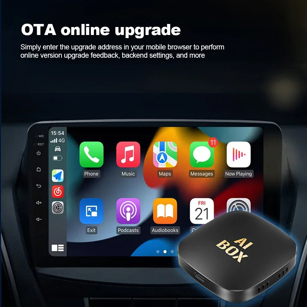 صندوق CarPlay AI بنظام Android 13 لاسلكي، فيديو سيارة تلقائي، تلفزيون، واي فاي، 2 جيجا بايت، 32 جيجا بايت لـ Netflix، يوتيوب بلاي PRTV، جديد