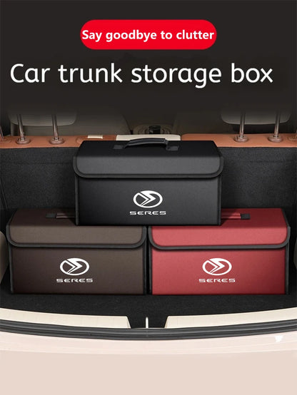 Boîte de rangement de coffre de voiture en cuir pliable en Fiber de carbone pour série 7 série 5 série 8 9 2025 M7 M5, sac de rangement automatique, accessoires