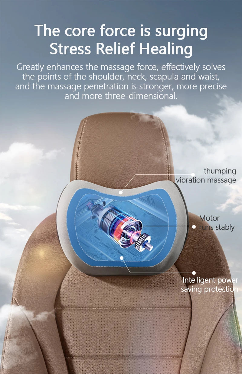 Oreiller cervical électrique pour voiture, vibration valide, support de voiture intelligent, coussin lombaire, siège, sauna, repos du dos