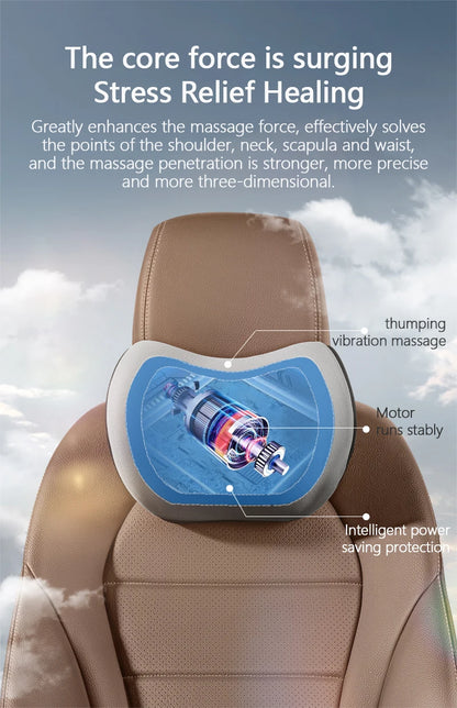 Oreiller cervical électrique pour voiture, vibration valide, support de voiture intelligent, coussin lombaire, siège, sauna, repos du dos