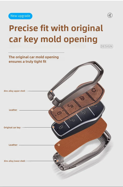 Étui pour clé pour BYD Song Plus Atto 3 Han EV Tang DM Qin joint dauphin cuir métal porte-clés à distance porte-clés accessoires de voiture