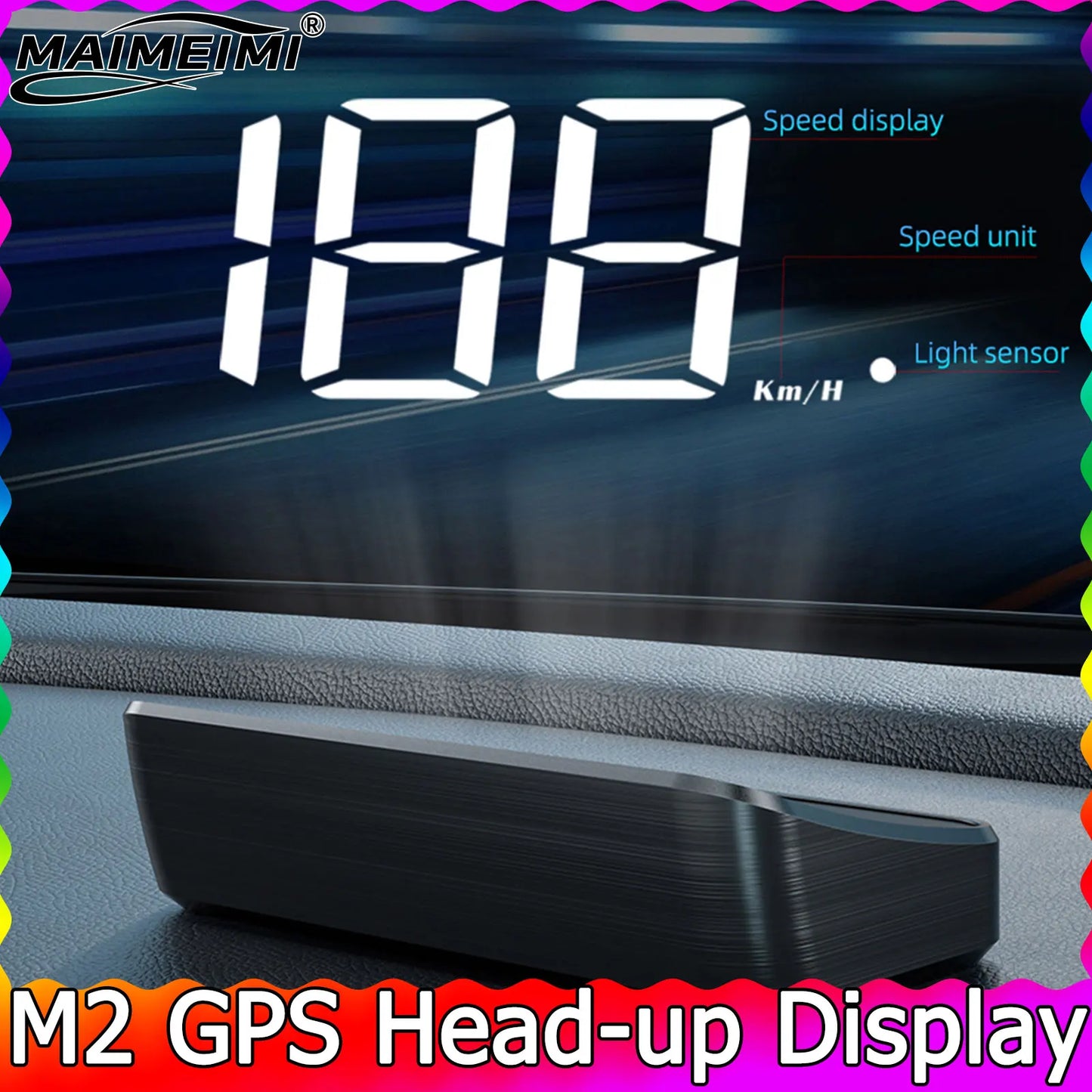 M2 GPS HUD affichage tête haute voiture compteur de vitesse universel KMH câble USB Plug & Play GPS & Beidou double système Satellite