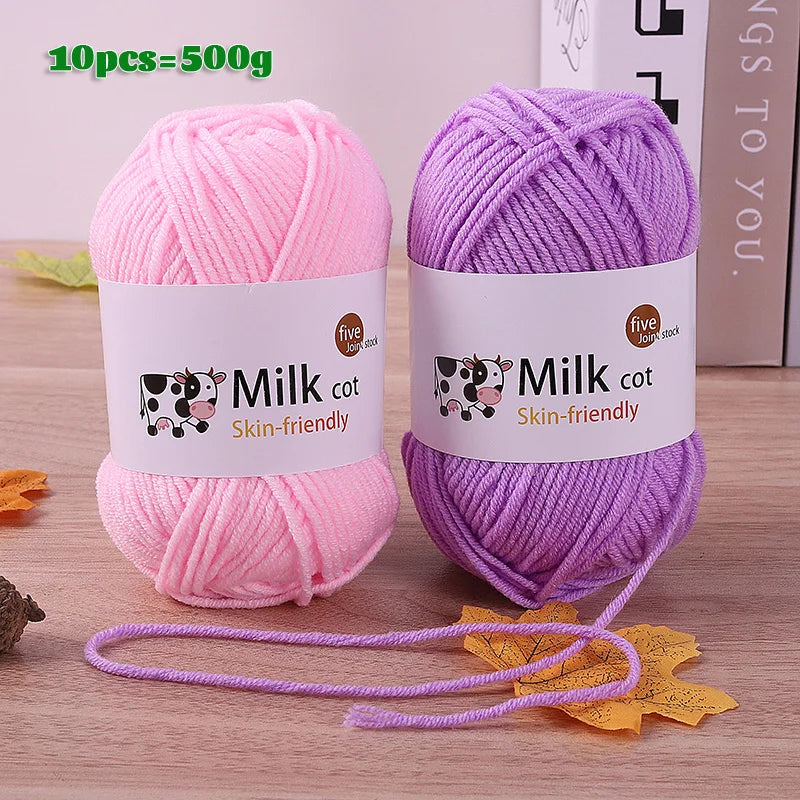 Fil de lait tissé à 5 brins, optique moyenne faite à la main, boule de fil, bricolage, beurre, pull, fleur, chapeau, écharpe, 150g